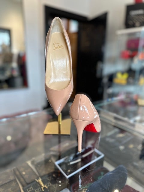 Christian Louboutin Tan Patent Heel 37 | Designer Consigner