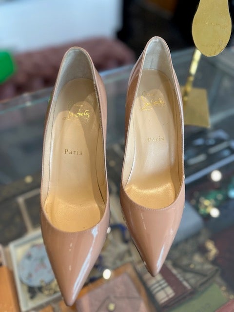 Christian Louboutin Tan Patent Heel 37 | Designer Consigner