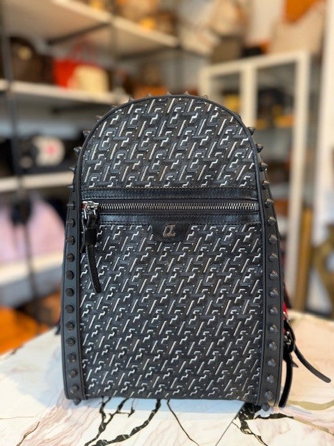 christian louis vuitton backpack Louboutin Calfskin Embossed Backparis Spiked Black 1798990  FASHIONPHILE The roomy outside pocket makes it easy to get at essentials Christian Louboutin Men's Funky Spikes