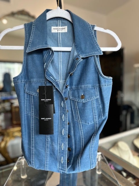 Saint Laurent Denim Bodysuit NWT Designer Consigner
